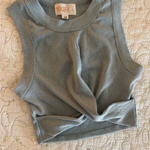 Beach Riot Blue Twist Front Crop Top